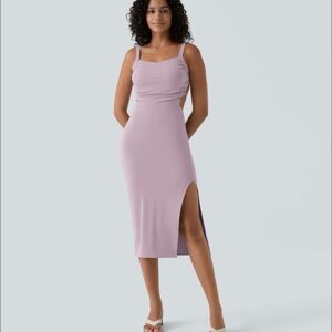 HALARA Lavender SoftlyZero™ Airy
Ruched Lace Up Bodycon Midi Casual Dress
